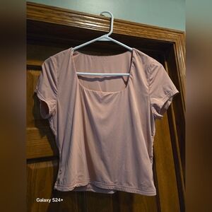 Women’s Square Neck Short Sleeve Top in Dusty Rose